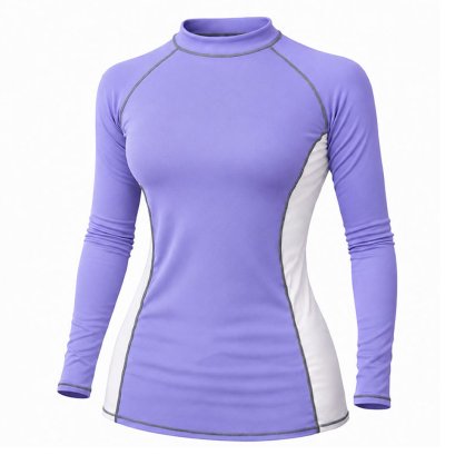 Rash Guard Long Sleeve Zeepro Women With Low Collar Purple White