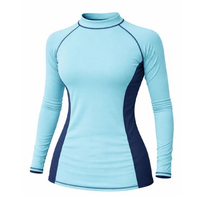 Rash Guard Long Sleeve Zeepro Women With Low Collar Mint Navy