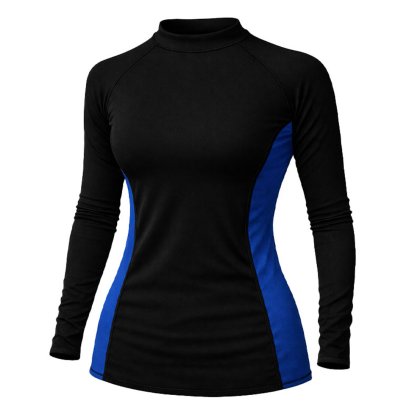 Rash Guard Long Sleeve Zeepro Women With Low Collar Black Blue