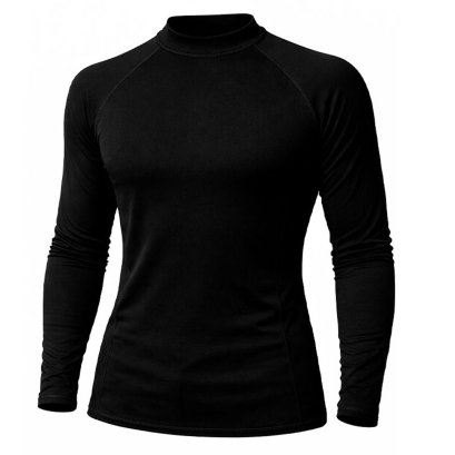Rash Guard Long Sleeve Zeepro Men With Low Collar Black