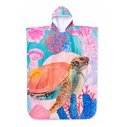 Poncho Beach Cloak Zeepro Adult Size &ndash; Turtle &amp; Jellyfish
