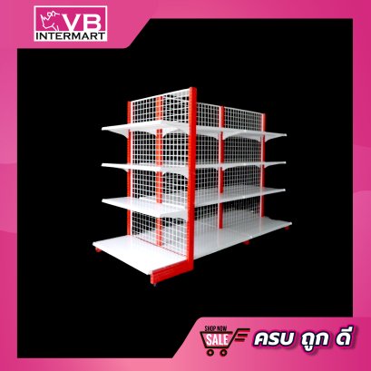 ชั้นวางสินค้ารุ่นมาตรฐาน 2 หน้า 4 ชั้นรวมฐาน 2 ช่อง  (1 ชุดต้น + 1 ชุดต่อ)