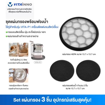 Vitainno อะไหล่อุปกรณ์เสริม รุ่น P1 แผ่นกรอง Hepa และฟองน้ำ 1 ชิ้น