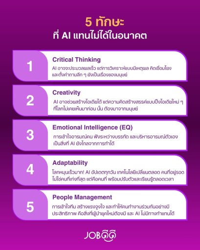 AI มาแรง แต่ 5 ทักษะนี้แทนไม่ได้แน่นอน! 