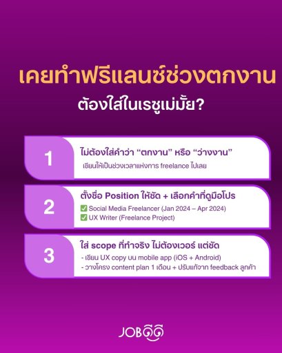 เคยรับงานฟรีแลนซ์ช่วงว่างงาน ควรใส่ในเรซูเม่มั้ย?