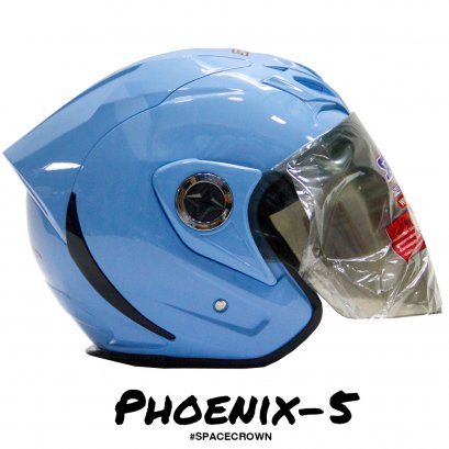 หมวกกันน็อคสเปซคราวน์ เปิดหน้า Phoenix-5 สีฟ้า