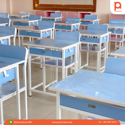 ผลงานการแปลงโฉมห้องเรียนง่ายๆด้วยชุดโต๊ะนักเรียนสีสันสดใส จ.ปทุมธานี