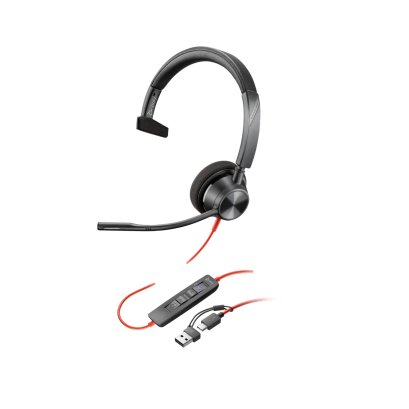 Poly Blackwire 3310 Microsoft Certified Monaural USB-C/A Headse