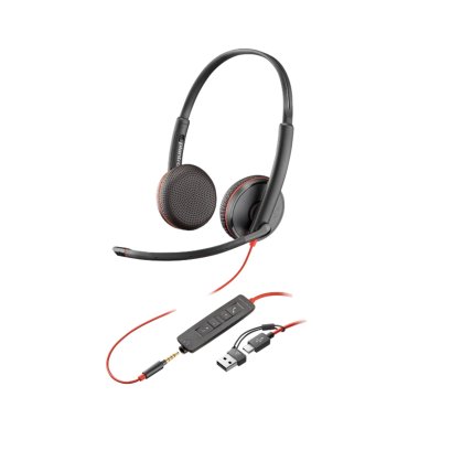 Poly Blackwire 3325 Stereo USB-C Headset +3.5mm Plug +USB-C/A Adapter