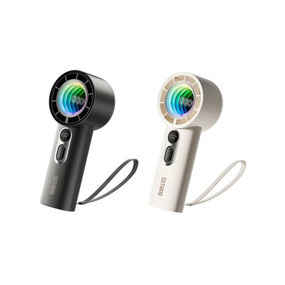 พัดลมพกพาพร้อมกระจกและไฟRGB Sothing Colorful Light Handheld - เลือกสี