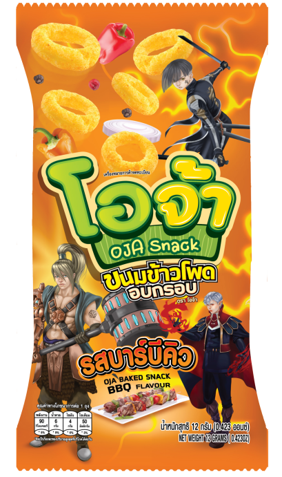 ขนมข้าวโพดอบกรอบ ตรา โอจ้า รสบาร์บีคิว 12G