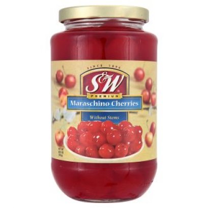 S&W Red Maraschino Cherries S&W with Stems