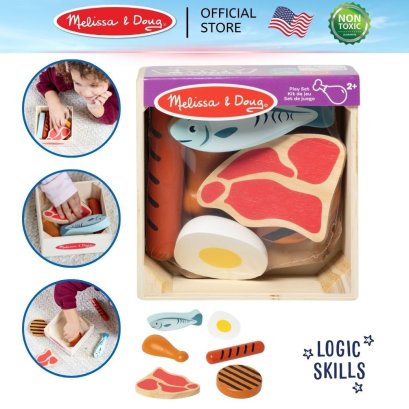 ของเล่นทำอาหาร หมวดหมู่อาหารโปรตีนเนื้อสัตว์ Wooden Food Groups Play Set Protein รุ่น 95208 ยี่ห้อ Melissa & Doug
