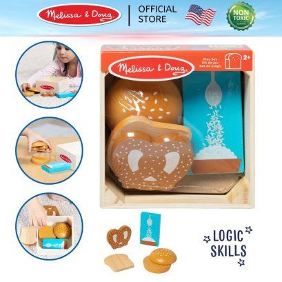 ของเล่นทำอาหาร หมวดหมู่อาหาร คาร์โบไฮเดรต Wooden Food Groups Play Set Grains รุ่น 95210  ยี่ห้อ Melissa & Doug