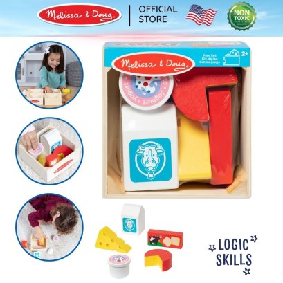 ของเล่นทำอาหาร หมวดหมู่อาหาร โปรตีนนม Wooden Food Groups Play Set Dairy รุ่น 95207  ยี่ห้อ Melissa & Doug