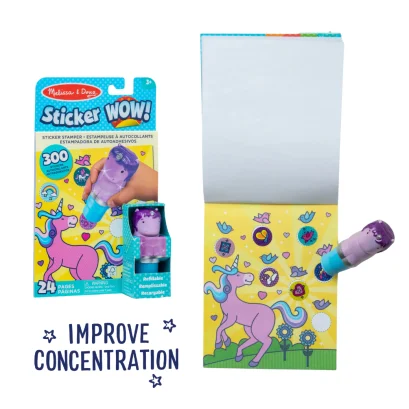 สมุดกิจกรรม ตัวปั้มสติ๊กเกอร์ ตีมยูนิคอร์น Sticker WOW! Activity Pad & Sticker Stamper Purple Unicorn รุ่น 50317  ยี่ห้อ Melissa & Doug
