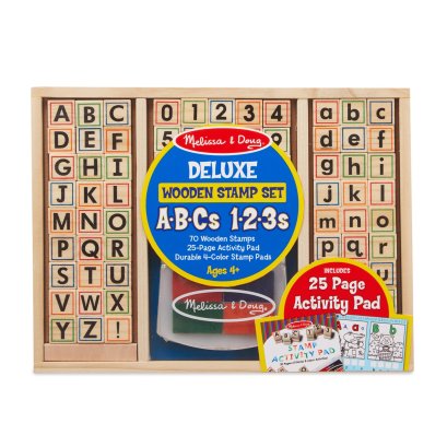 สแต๊มป์ ABC &amp; 123 แผ่นกิจกรรม 25 แผ่น Deluxe Wooden Stamp Set ABC &amp; 123 รุ่น 30118 ยี่ห้อ Melissa &amp; Doug