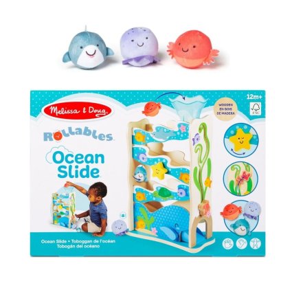 รุ่นสัตว์ทะเล พร้อมลูกบอลผ้า Rollables Wooden Ocean Slide รุ่น 30736 ยี่ห้อ Melissa & Doug