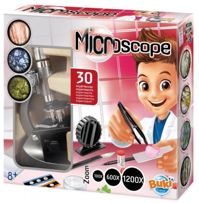 กล้องจุลทรรศน์พร้อมชุดทดลอง 30 กิจกรรม ขยาย 3 ระดับ  Microscope 30 experiments รุ่น MS907B ยี่ห้อ Buki France