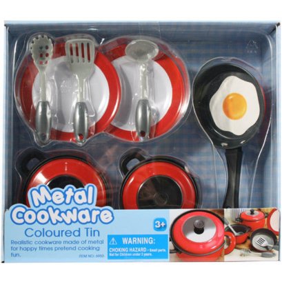 ครัวคอลเลคชั่นเซ็ตแดงเชอรี่ Metal Cookware Colored Tin (รุ่น 6950) ยี่ห้อ PLAYGO