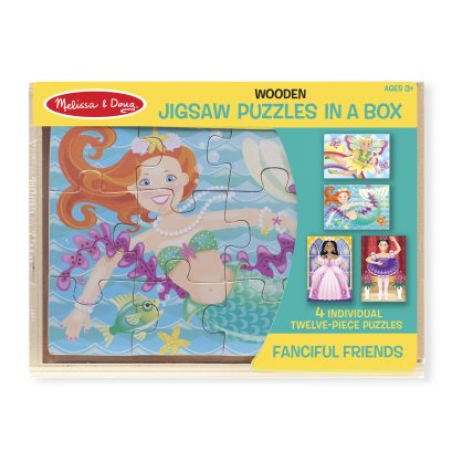ชุดจิ๊กซอไม้ 12 ชิ้น 4 ลายในชุด รุ่นเด็กหญิง 4-in-1 Puzzles in a Box Girl รุ่น 9520 ยี่ห้อ Melissa &amp;Doug (นำเข้า USA)