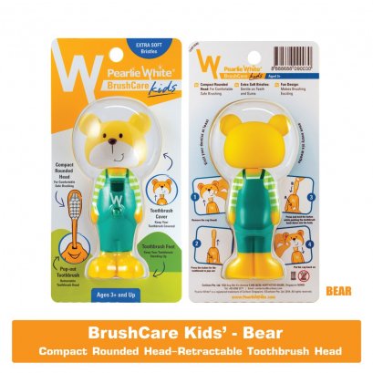 [ลายหมี] แปรงสีฟันสำหรับเด็ก หัว Pop Up นำเข้าจากประเทศ สิงคโปร์ (Bounce-up Kids Toothbrush) ยี่ห้อ Pearlie White(copy)(copy)