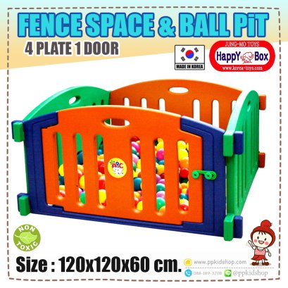 คอกกั้น บ่อบอล แบบเหลี่ยม แผ่นมีช่อง FENCE SPACE & BALL PIT (4 แผ่น) รุ่น JM811-A ยี่ห้อ HAPPY BOX