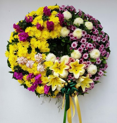 พวงหรีดดอกไม้สด  วรนุช