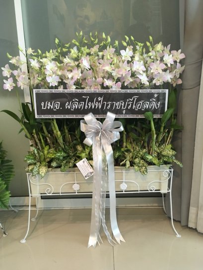 พวงหรีด กล้วยไม้หวาย ใส่รางยาว