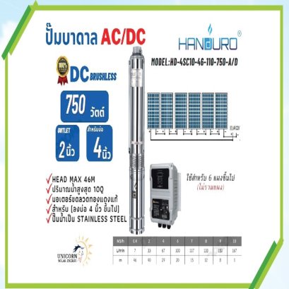 SPU029 : Solar Submersible Pump &quot;HANDURO&quot; รุ่น HD-4SC10-46-110-750 A/D