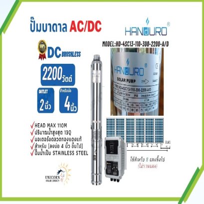 SPU032 : Solar Submersible Pump "HANDURO" รุ่น HD-4SC13-110-300-2200-A/D