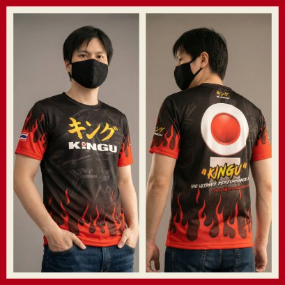 เสื้อแขนสั้น KINGU V.5 (ลายไฟ สีแดง) สำหรับสายซิ่งสายทีม