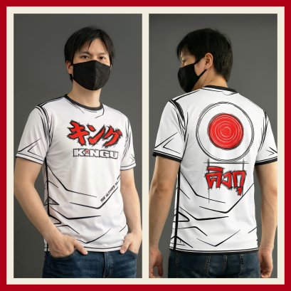 เสื้อยืด KINGU 2D ลายเส้นมังงะ (สีขาว-ดำ) เด่นสะดุดตา
