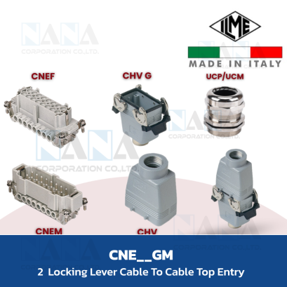 CNE__GM, 2 locking lever cable to cable top entry, ILME Connecoter Complete Set, Industrial Multipole Connector