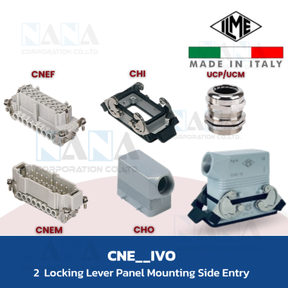 คอนเนคเตอร์เหลี่ยม CNE__IVO, 2 locking lever panel mounting side entry, ILME Connecoter Complete Set