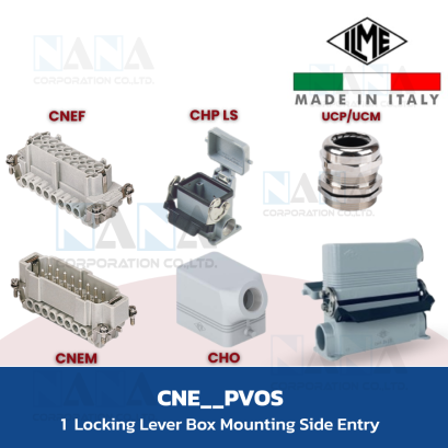 คอนเนคเตอร์เหลี่ยม CNE__PVOS, 1 locking lever box mounting side entry, ILME Connecoter Complete Set, Industrial Multipole Connector