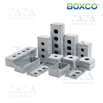 BOXCO BC-AL-081307-2202 กล่องอลูมิเนียมใส่สวิทซ์ปุุ่มกดกันน้ำ IP66/67,Push Button Box
