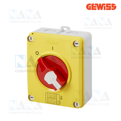 ISOLATOR - HP - EMERGENCY - ISOLATING MATERIAL BOX - 16A-160A- LOCKABLE RED KNOB - IP66/67/69 , GEWISS Safety Switches IP66