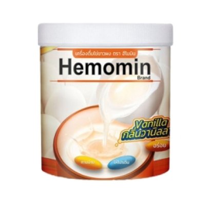 Hemomin เครื่องดื่มไข่ขาวผงกลิ่นวนิลา ตราฮีโมมิน 400 กรัม