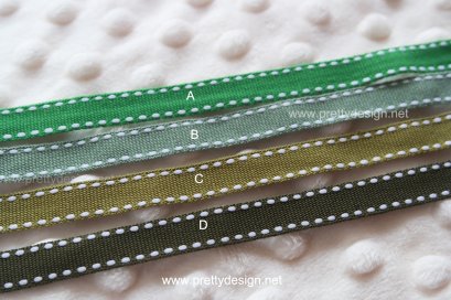 ริบบิ้น ลายจุดขาว พื้นเขียว โปรดเลือกสี