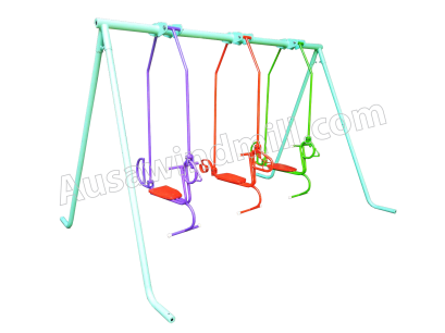 เครื่องเล่นสนาม ชิงช้าสนามม้านั่งรูปสัตว์ 3 ที่นั่ง