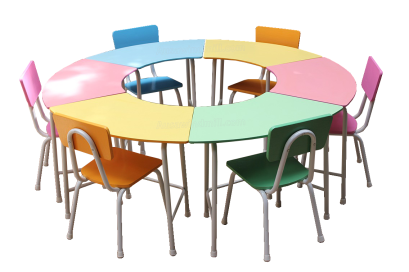 ชุดโต๊ะเก้าอี้นักเรียนกลุ่มทรงโดนัท