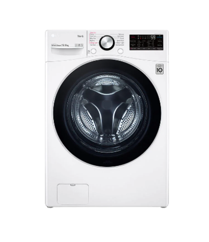 LG เครื่องซักผ้า/อบผ้า ฝาหน้า (15/8 kg) | รุ่น F2515RTPW + ฟรีขาตั้ง