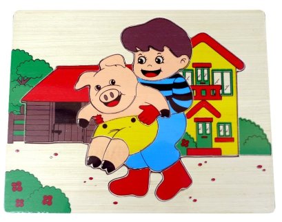 ภาพตัดต่อ เด็กอุ้มลูกหมู