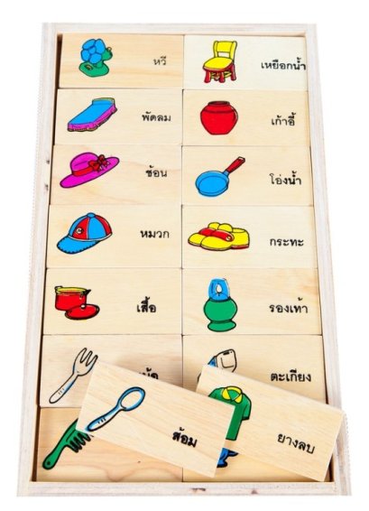 โดมิโนภาพกับคำอ่านภาษาไทย ชุดเครื่องใช้
