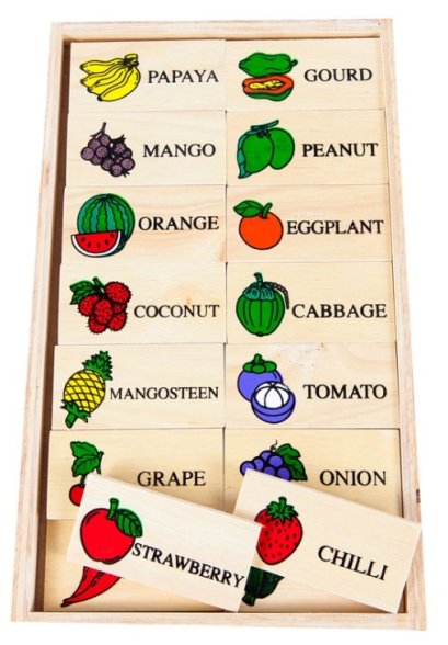 โดมิโนภาพกับคำอ่านภาษาอังกฤษ ชุดผัก-ผลไม้