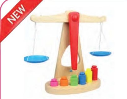 ตาชั่งไม้จีนจำลอง จานเหล็ก