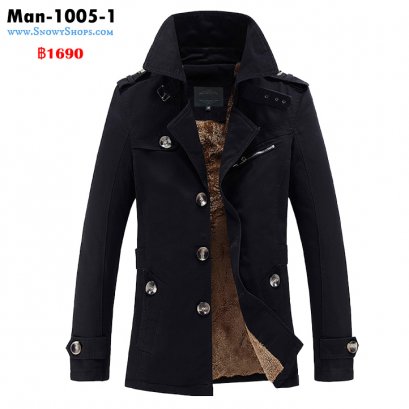 [PreOrder] [Man-1005-1] Jackets เสื้อแจ๊คเก็ตชายกันหนาวสีดำ คอปก ด้านในเสื้อซับขนกันหนาว ใส่แล้วดูดีมาก