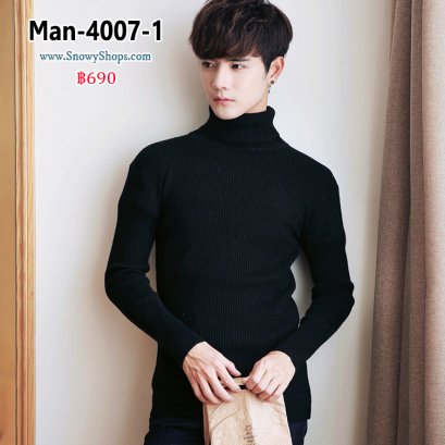 [PreOrder] [Man-4007-1] เสื้อไหมพรมคอเต่าชายสีดำ ผ้าเนื้อนุ่ม แบบเข้ารูป ใส่สบายๆ