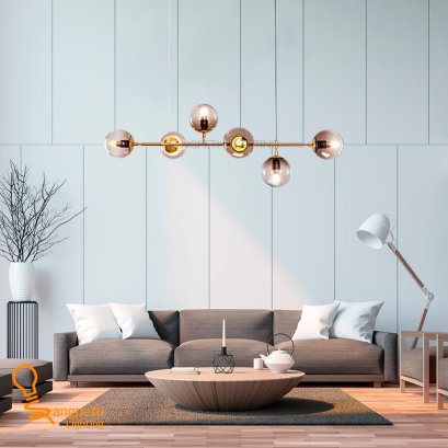 โคมไฟก้านทองมาพร้อมกับแก้วใสอมเทา